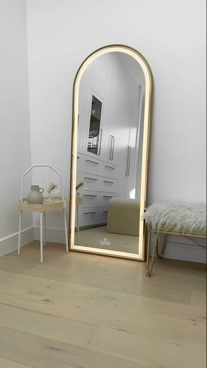 Gold Arch Floor Mirror | LUVO Vanity Essentials | Light Up Makeup Mirror | OOTD & Selfie Mirror