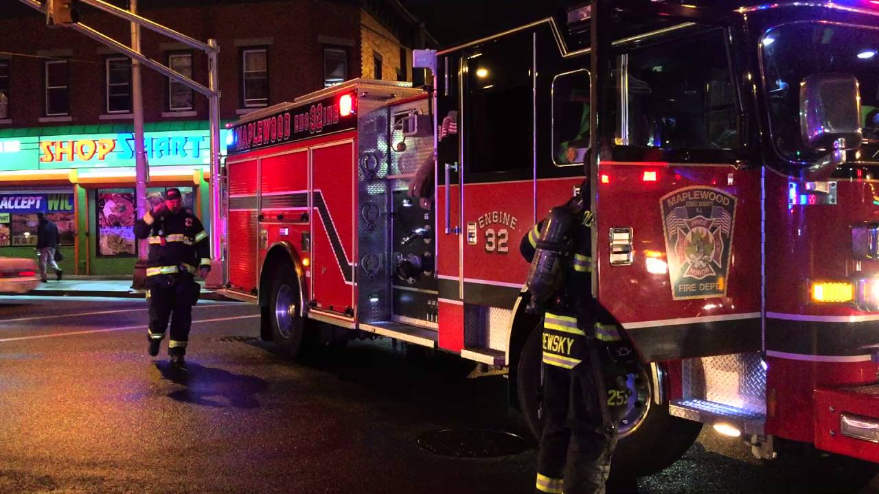 MAPLEWOOD FIRE DEPARTMENT ENGINE 32 TAKING UP FROM QUICK FIRE NEAR SPRINGFIELD AVENUE IN
