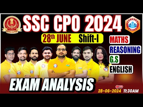 SSC CPO Analysis 2024 | 28 June Shift 1 | SSC CPO Question Paper 2024 Analysis | SSC CPO SI 2024