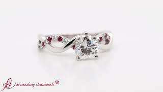 Heart Shaped Infinity Moissanite Engagement Ring With Ruby In White Gold