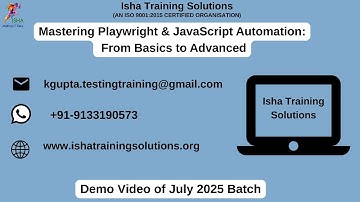 Playwright & JavaScript Demo Video On 2nd July 2025. Pls contact or whatsapp us on +91-9133190573.