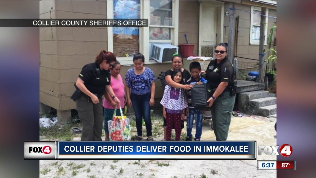 Collier deputies deliver food to people in Immokalee - YouTube