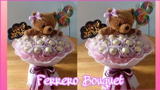 How to make ferrero bouquet with teddy bear #giftideas #chocolatebouquet screenshot 2