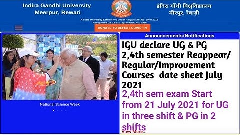 IGU Meerpur #IGU Declare UG & PG 2,4th Sem Date Sheet July 2021