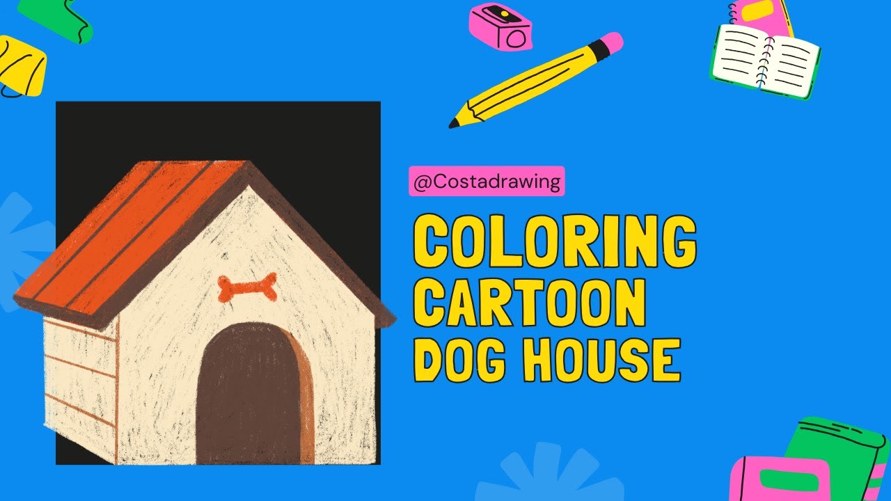Easy Coloring Dog HOUSE ll step by step coloring page - YouTube