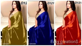 2020 special plain silk saree with heavy blouse design ideas,contrast silk saree blouse designs