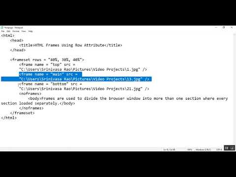 HTML frames with Row Attribute or horizontal frames
