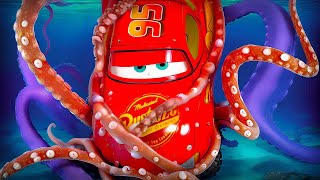 Drowned LIGHTNING MCQUEEN vs OCTOPUS on the OCEAN FLOOR! Mater save him? Underwater World Pixar Cars