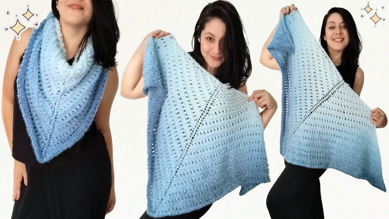 XALE DE TRICÔ TRIANGULAR PASSO A PASSO - Receita Fácil de Tricô Passo a Passo por @blogbyday #322