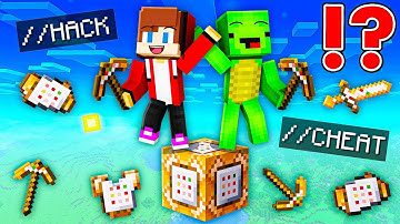 JJ and Mikey Survive On //CHEATER Command Block Battle in Minecraft - Maizen Stories