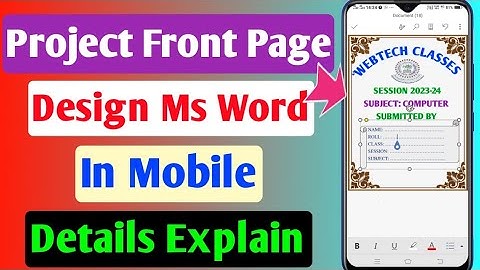 How to create project front page in mobile | Ms word front page
