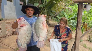 A pedido de minha Mãe pesquei no tanque de tilapias 
