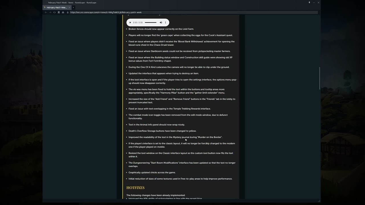 Runescape week of feb 23rd patch notes!