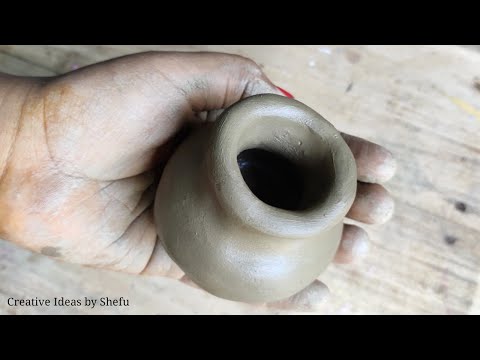 Easy way to make clay pot without wheel || hand made clay pot || how to make miniature clay pot