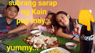 #mukbang lechon kawali with pancit canton ///Nicole &chloie's vlog