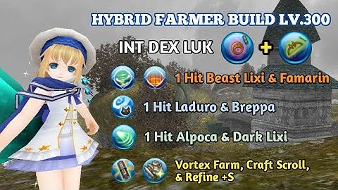 Toram Online - INT DEX LUK Hybrid Farmer Build Lv.300 Storm Cyclone 1 Hit Every Popular Mobs