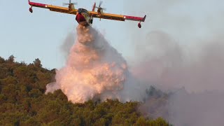 Terni: Canadair e vigili del fuoco in azione tra Poggio dì Otricoli e Calvi