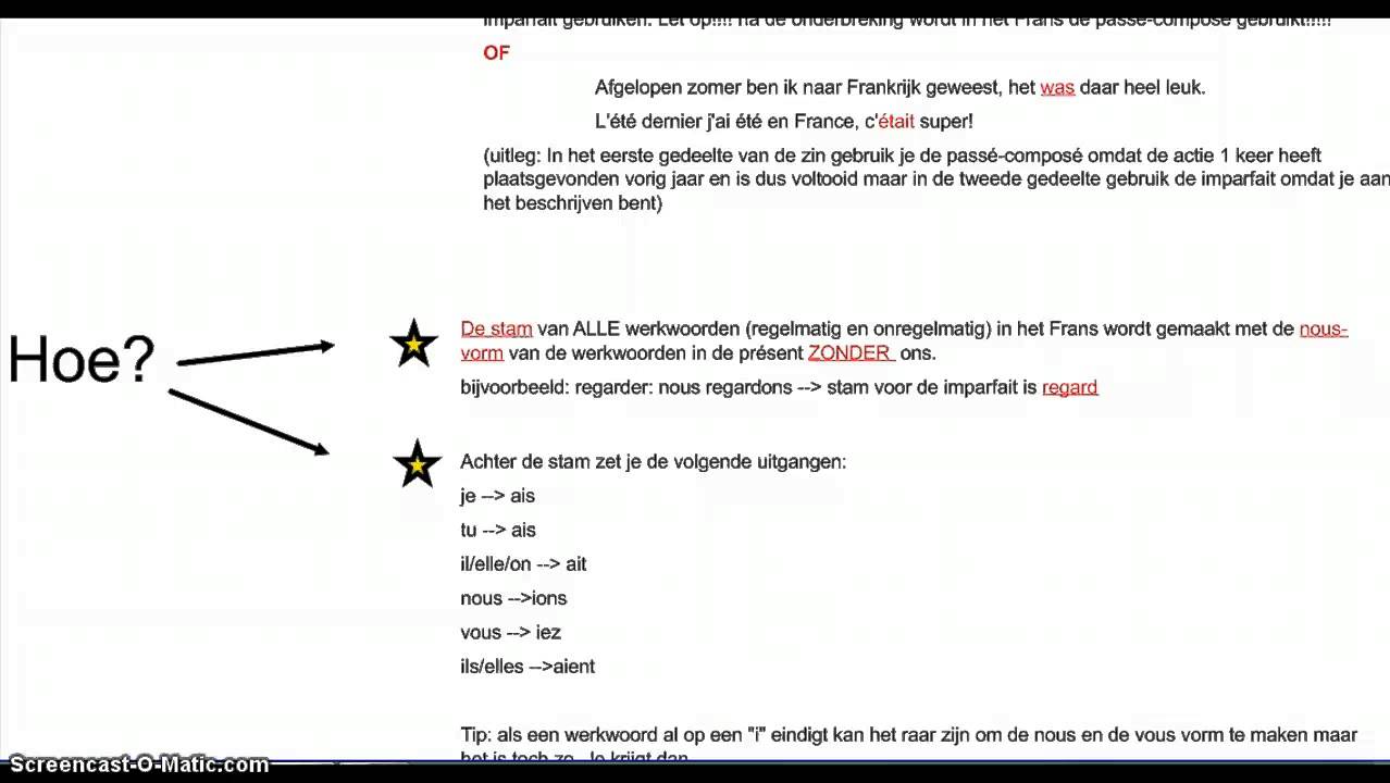 geweer vervolging vergaan Uitleg imparfait - ON PARLE FRANÇAIS