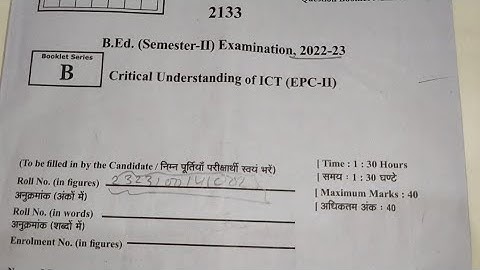 Answer key|B.EDsecond Sem Paper(Critical Understanding Of ICT) RMPSU/Full Analysis#answerkey#video