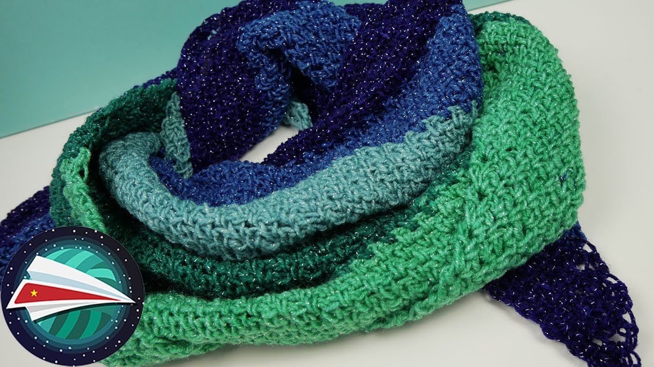 Khăn móc hình tam giác lấm lánh | Đan đổi màu đơn giản