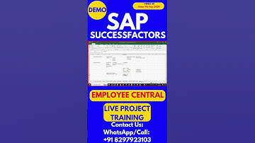 SAP SuccessFactors Employee Central Training Video 50: 9 Sep 2024 #sapsuccessfactorstraining