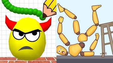 Draw To Smash: Logic puzzle vs Kick & Break The Ragdoll Games - Satisfying ASMR Gameplay All Levels