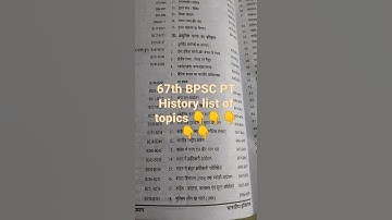 BPSC modern history || 67th BPSC Pre + mains || 67th BPSC PT history || BPSC history list of topics