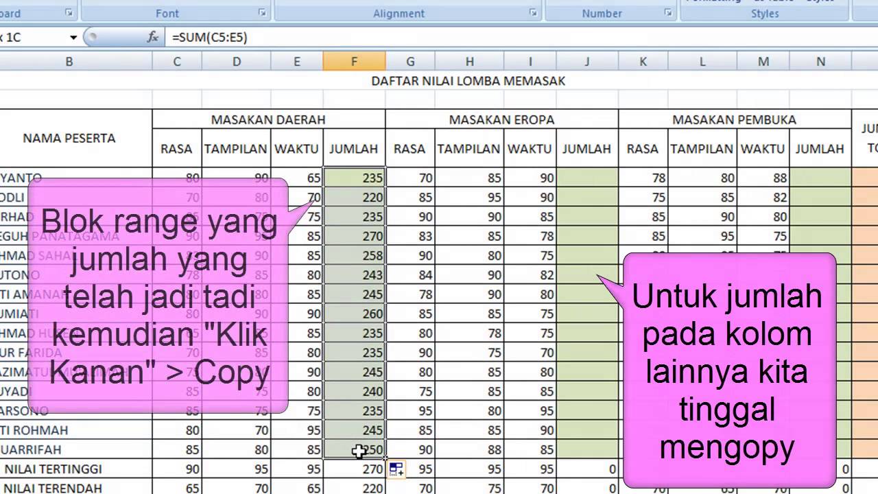 Tutorial Excel Cara Menentukan Menghitung Jumlah