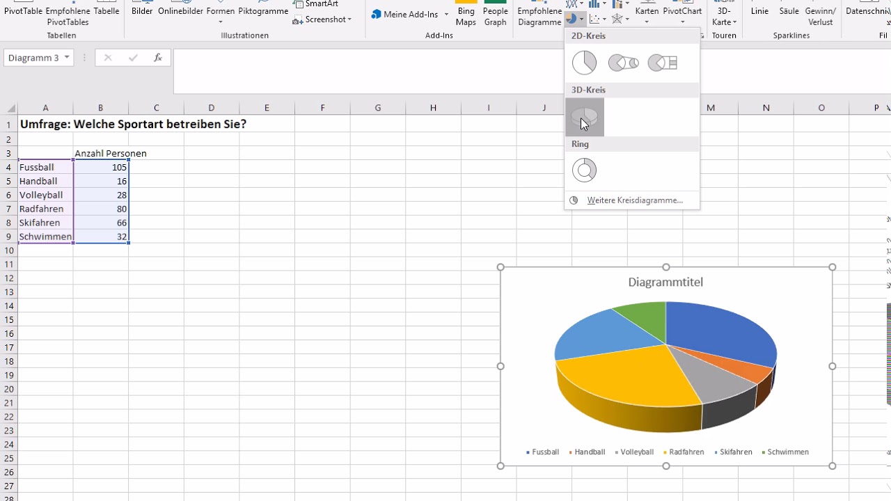 Diagramme In Excel Erstellen Youtube