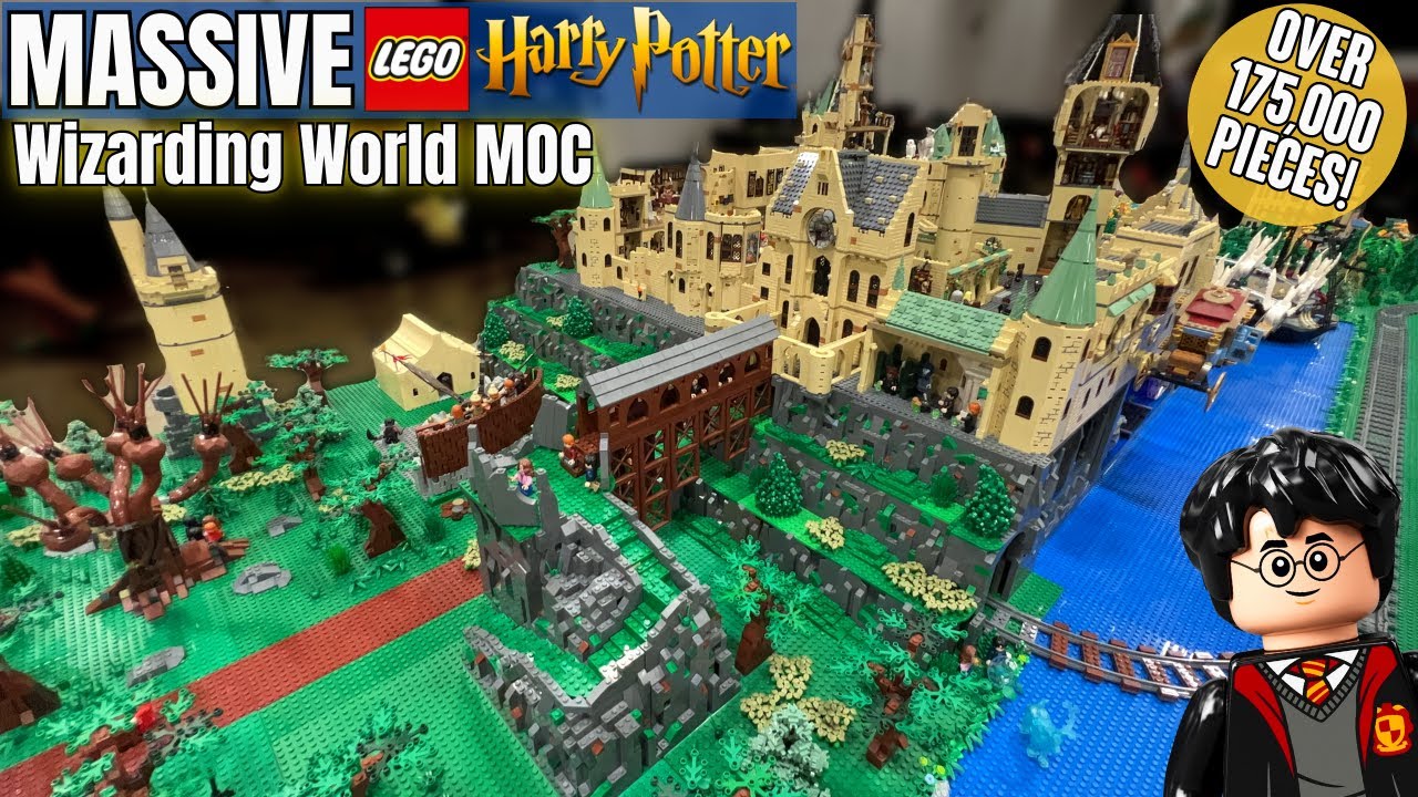 Giant LEGO Hogwarts & Hogsmeade Village with 300 Minifigures! Custom Harry  Potter 