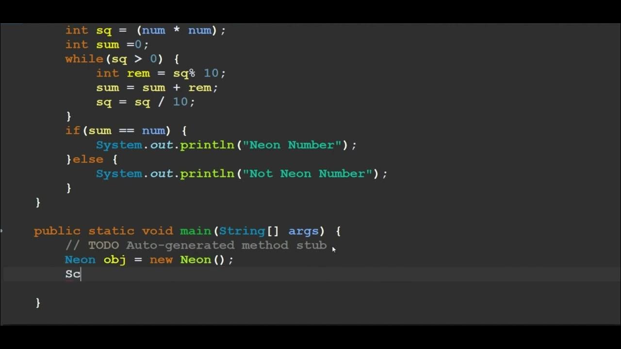 Neon Number in java using Function - YouTube