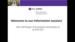 NYU Stern MSBAi Information Session (July 17, 2026)