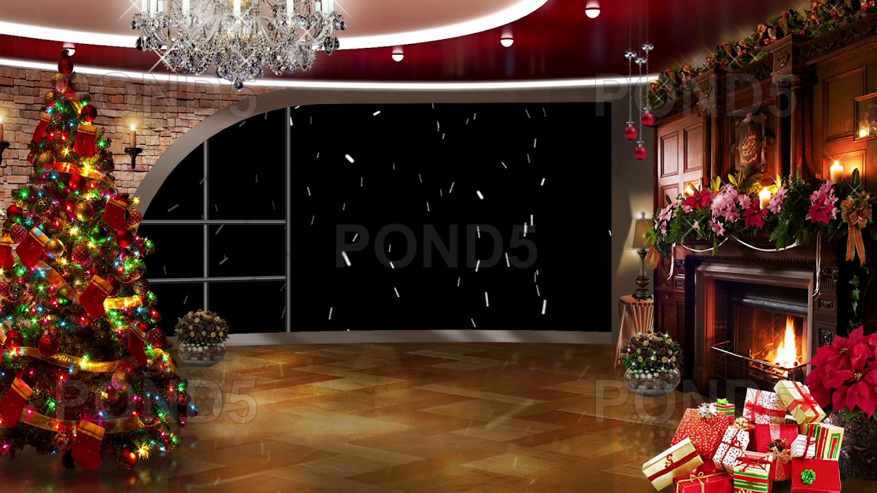Christmas TV Studio Set 03 - Virtual Green Screen Background Loop - YouTube