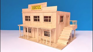 How to make a WESTERN HOUSE by ice cream sticks. DIY popsicle stick house