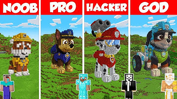 Paw Patrol Build Battle Challenge - Noob vs Pro vs Hacker vs God - Minecraft Animation
