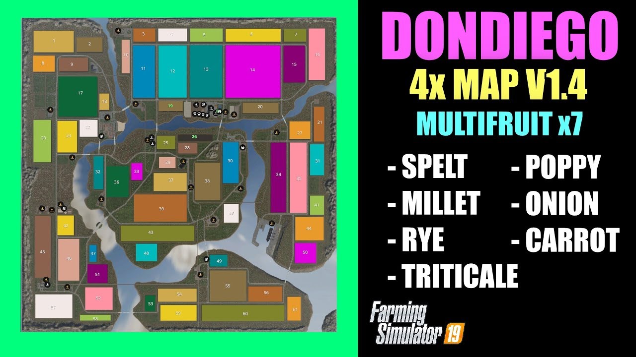 Farming Simulator 19 4x Maps Farming Simulator 19 - Dondiego 4X Map V1.4 Map Mod Review - Youtube