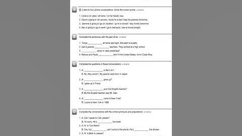 Interchange Fifth Edition Intro Level Assessment Written Quiz Unit15-16