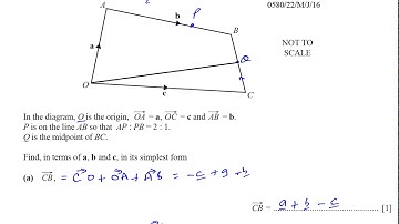 0580/02/M/J/16, (IGCSE), Paper 2,  Q24, Vector Geometry