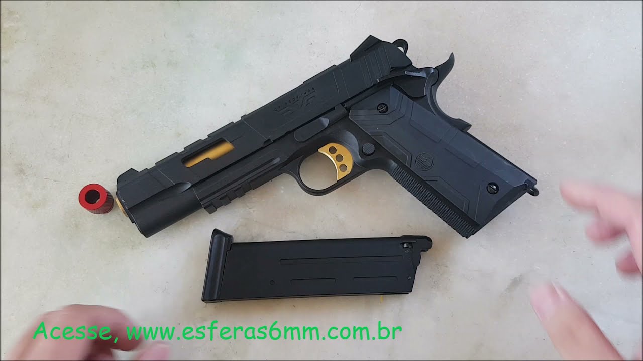 Airsoft - Pistola 1911 RedWings Rossi Gold GBB 6mm - E&G Comércio