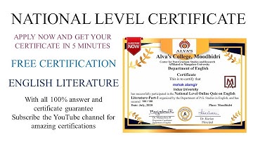 National Level Certification | English Literature | Get Certificate Within 2 Minutes