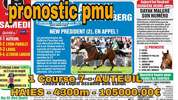 15 novembre 2025 pronostic pmu 1 Course 7 - AUTEUILHAIES - 4300m - 105000.00€