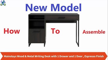 How To Assemble New Model Mainstays Wood & Metal Writing Desk with 1 Drawer and 1 Door