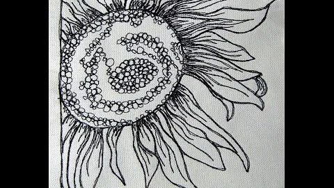 Thread Sketching in Action -  No 1 -  Sunflower - ...