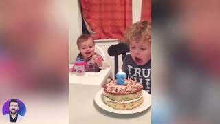 Try Not To Laugh   Funny Reaction Babies Blowing Candle and FAILS in the birthday   Funny video