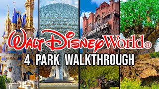 Every Disney World Park Walkthrough - Magic Kingdom, EPCOT, Hollywood Studios & Animal Kingdom [4K]