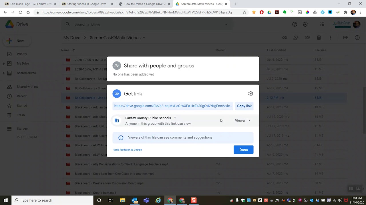 Google Drive -  Share Video by URL or by HTML Embed Code
