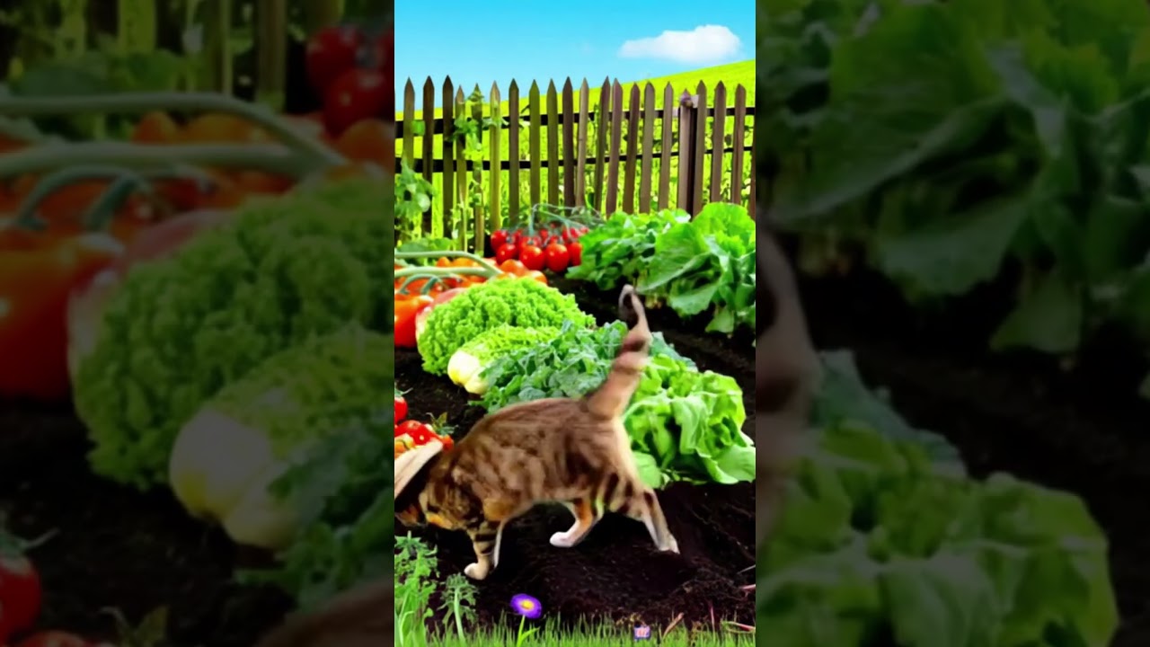 Cat Farms Vegetables & Brings Them Home! 🐱🌱 | Adorable Feline Farmer