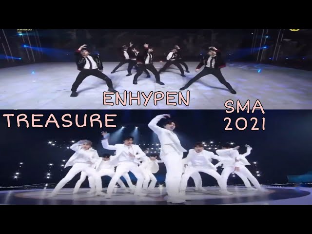 TREASURE AND ENHYPEN LIVE PERFORMANCE @SEOUL MUSIC AWARD (SMA) 2021 class=