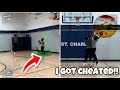 HE CHEATED THE SCORE!! 1V1 Basketball vs Enaus