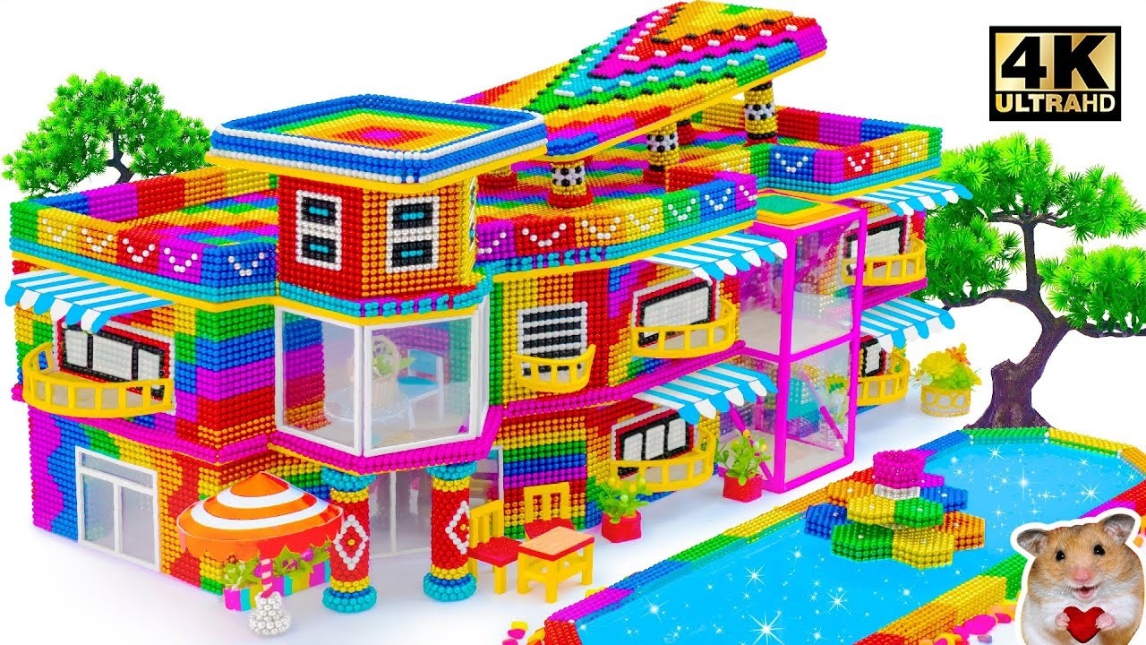 ASMR x 1.5 - How To Build Rainbow Contemporary Cafe Shop House With Romantic Balcony For Pets